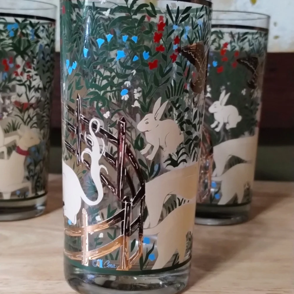 1960s Vintage UNIQUE Cera Unicorn Highball Glasses 1964 - Picture 7 of 8